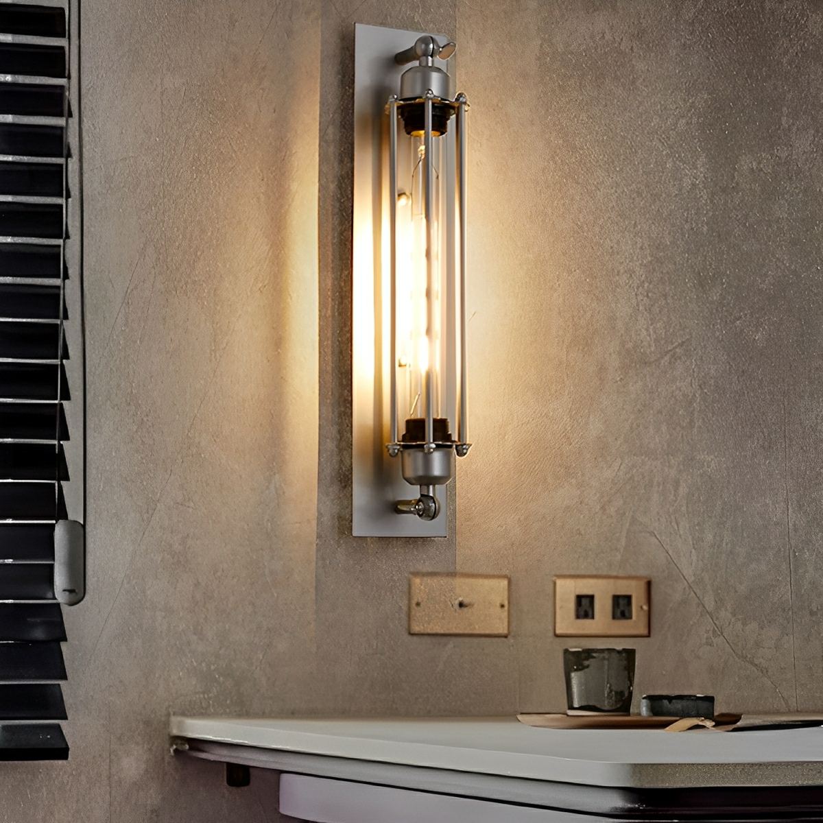 Moktan Sabai Vintage Industrial LED Wall Sconce Iron Glass Indoor Light 1-Light Chrome Silver 8-Pack