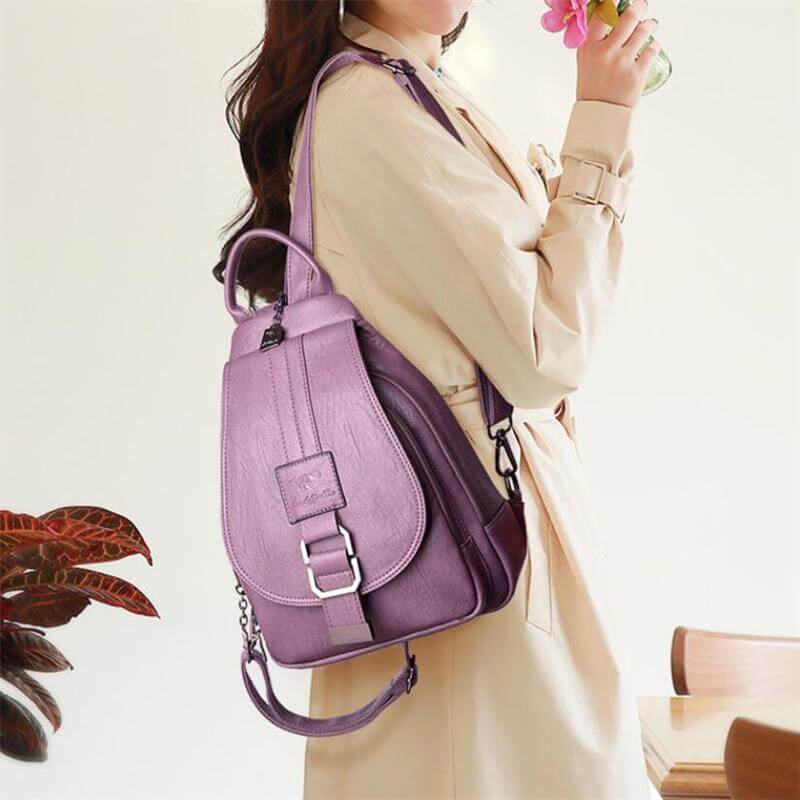 Moktan Sabai Genuine Leather Backpack for Women Water Resistant Anti Theft Travel Bag