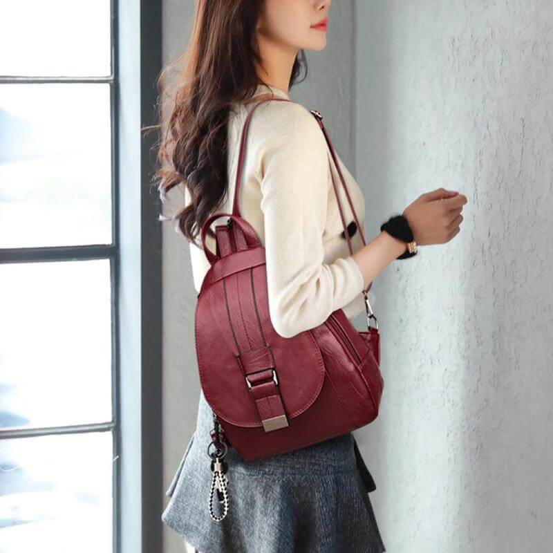 Moktan Sabai Genuine Leather Backpack for Women Water Resistant Anti Theft Travel Bag