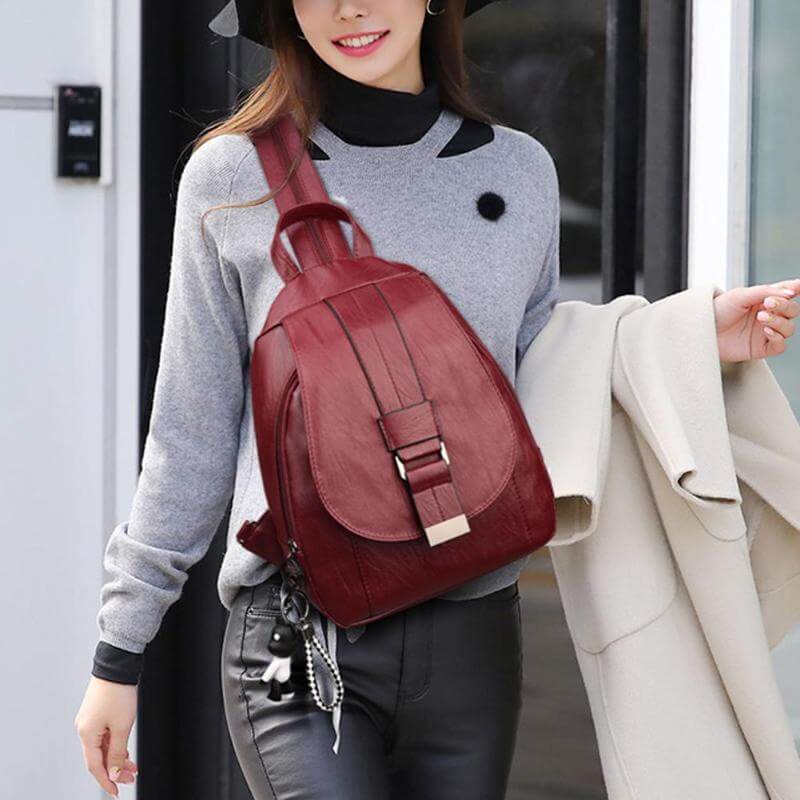 Moktan Sabai Genuine Leather Backpack for Women Water Resistant Anti Theft Travel Bag