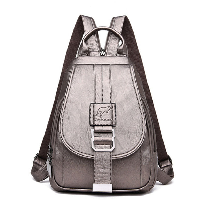 Moktan Sabai Genuine Leather Backpack for Women Water Resistant Anti Theft Travel Bag Bronze