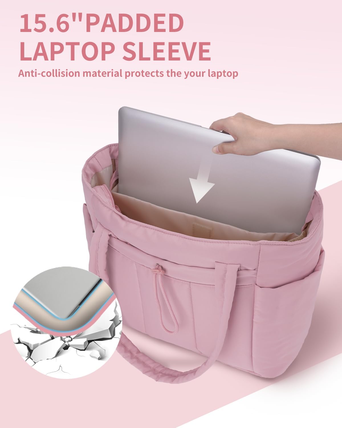 Moktan Sabai Quilted Puffer Tote Bag with Laptop Sleeve & Cup Holder 20L Travel Work