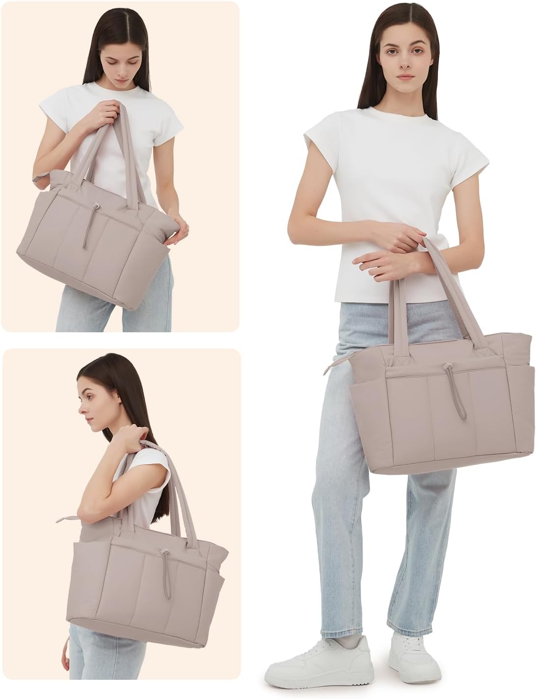 Moktan Sabai Quilted Puffer Tote Bag with Laptop Sleeve & Cup Holder 20L Travel Work