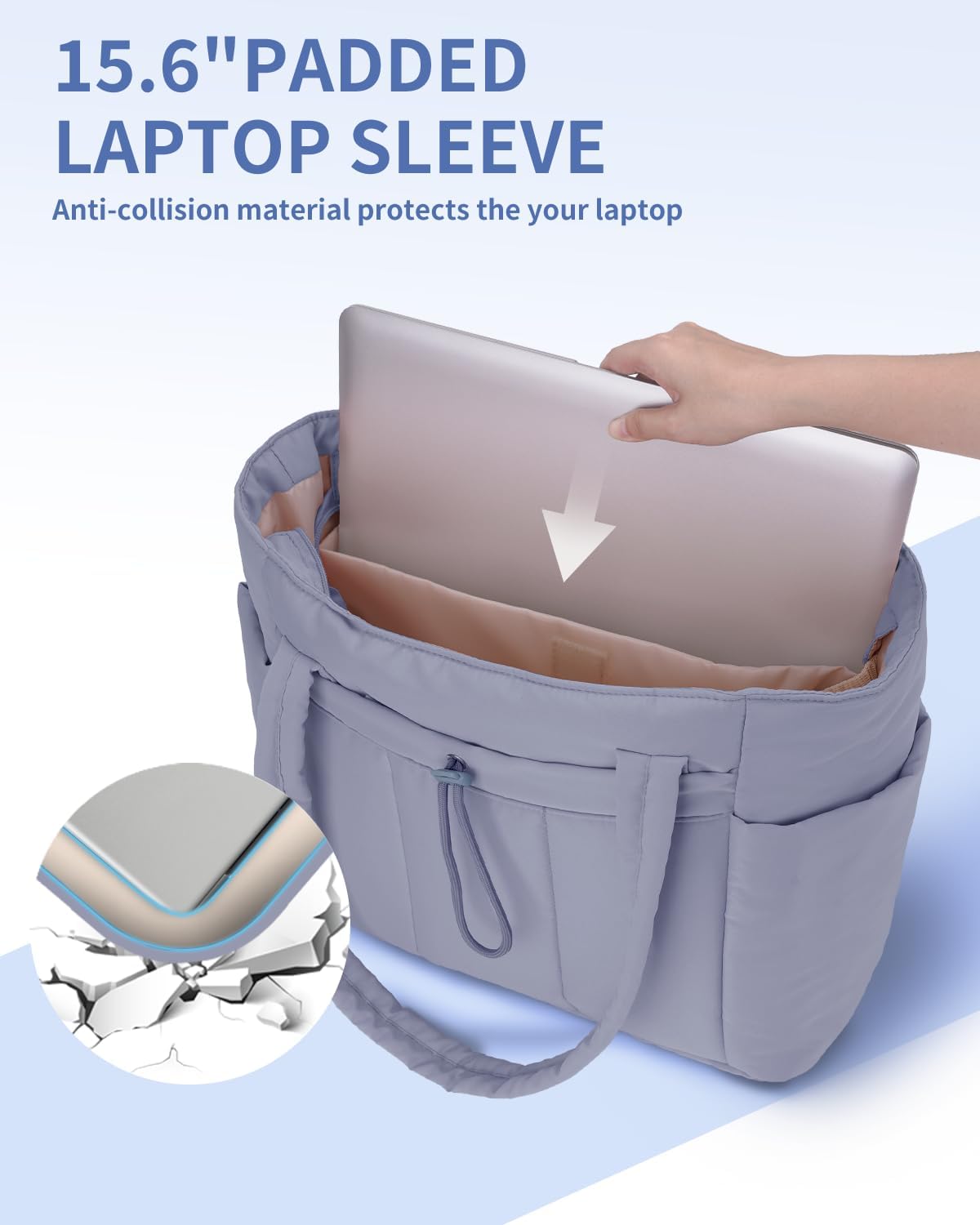 Moktan Sabai Quilted Puffer Tote Bag with Laptop Sleeve & Cup Holder 20L Travel Work