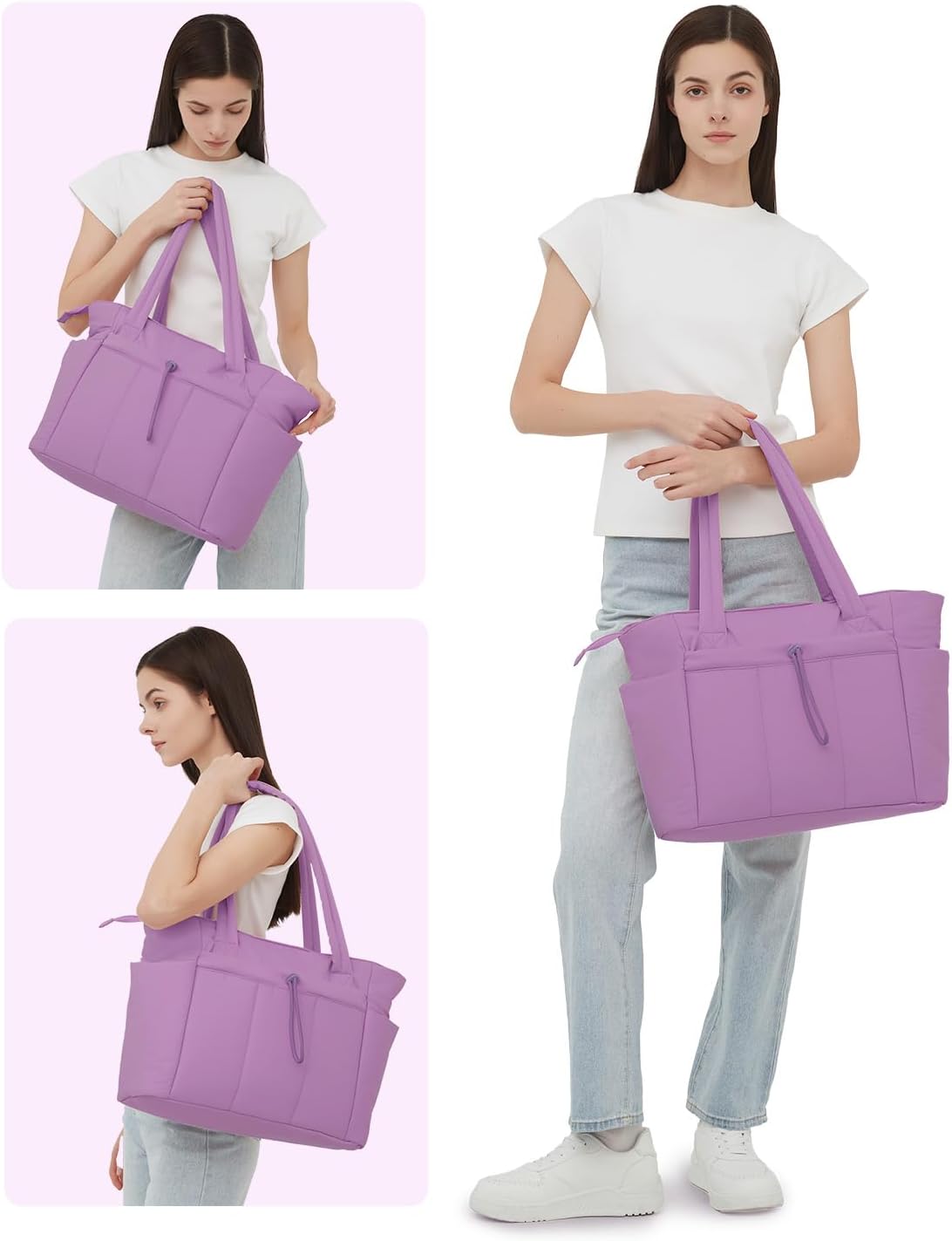 Moktan Sabai Quilted Puffer Tote Bag with Laptop Sleeve & Cup Holder 20L Travel Work