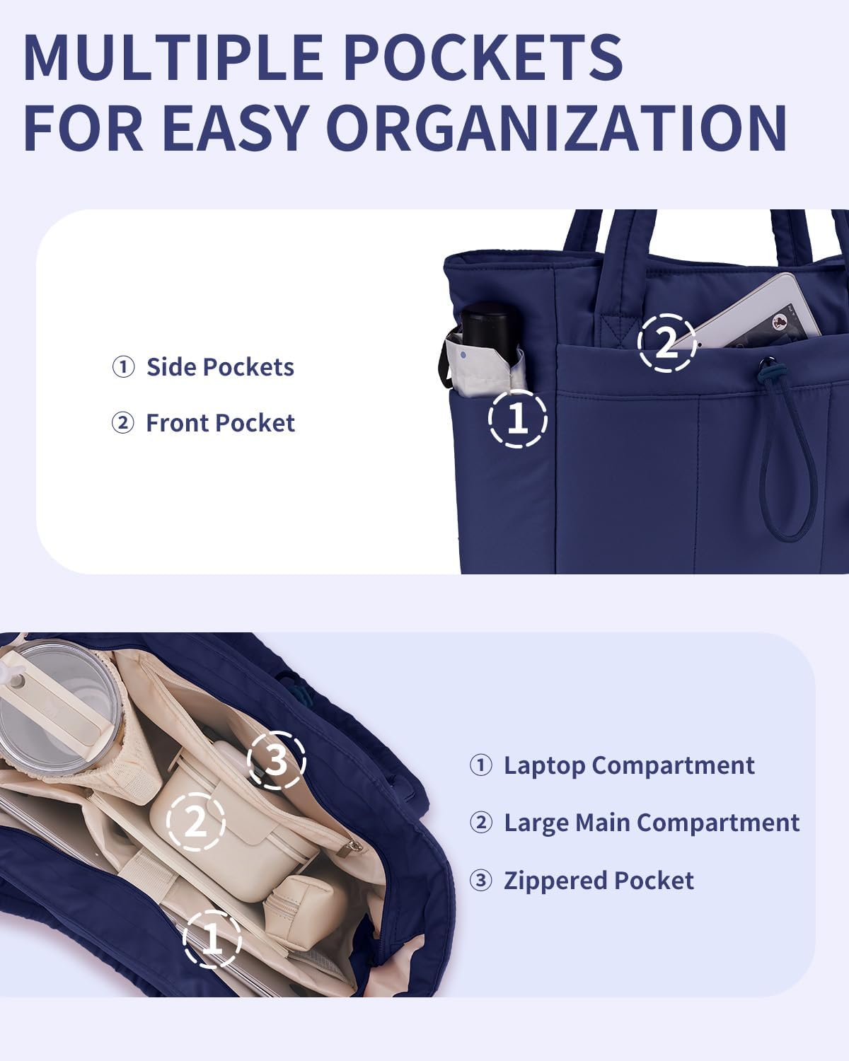 Moktan Sabai Quilted Puffer Tote Bag with Laptop Sleeve & Cup Holder 20L Travel Work