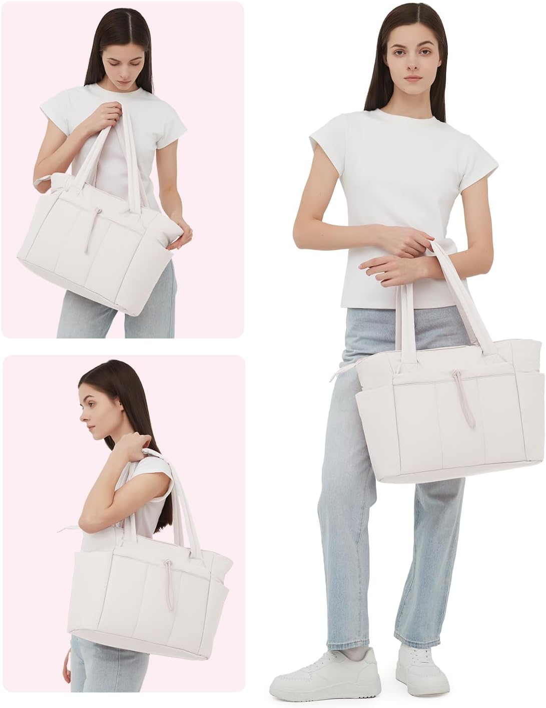 Moktan Sabai Quilted Puffer Tote Bag with Laptop Sleeve & Cup Holder 20L Travel Work
