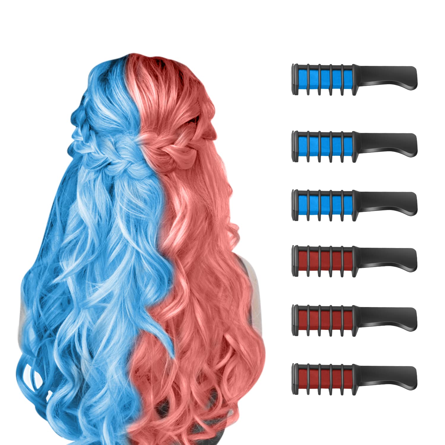 Moktan Sabai Washable Hair Chalk Comb for Kids Temporary Color Hair Dye Tool
