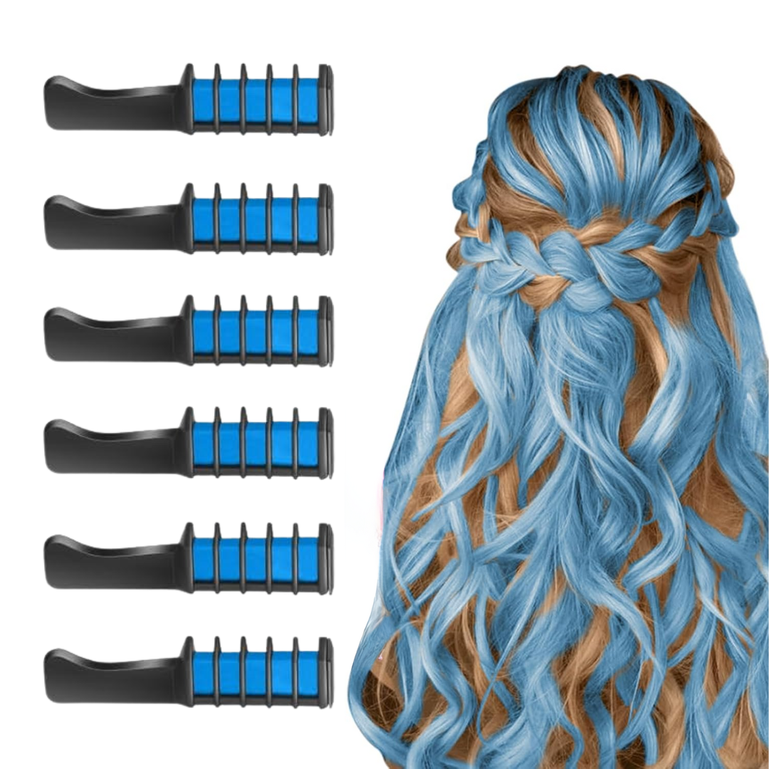 Moktan Sabai Washable Hair Chalk Comb for Kids Temporary Color Hair Dye Tool Blue