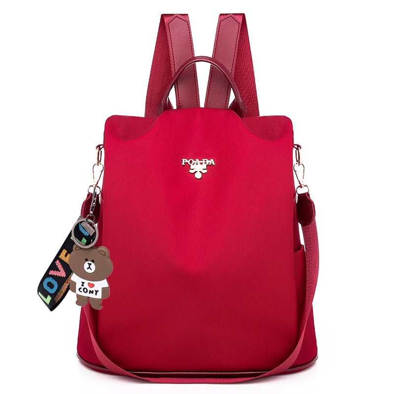 Moktan Sabai Water Resistant Anti Theft Backpack Oxford Travel Daypack 30cm Red