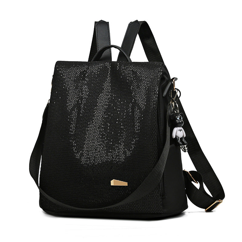 Moktan Sabai Water Resistant Anti Theft Backpack Oxford Travel Daypack 30cm Sequin Black