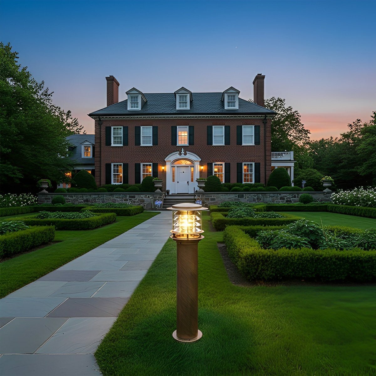 Moktan Sabai Modern LED Outdoor Lawn Lamp Post IP65 Waterproof Garden Light Bronze Hardwired 9.0'' Lx31.5'' H