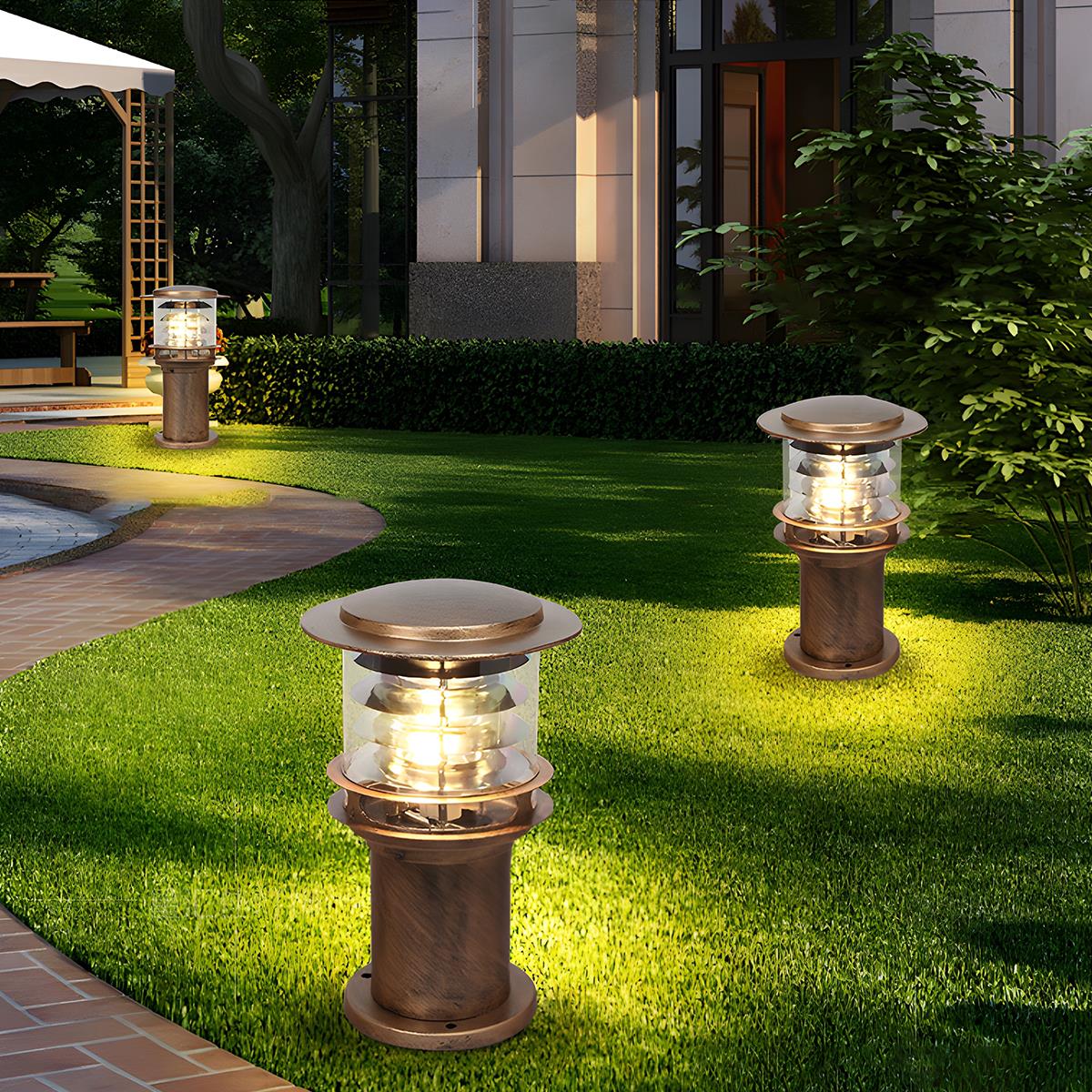 Moktan Sabai Modern LED Outdoor Lawn Lamp Post IP65 Waterproof Garden Light Bronze Hardwired 9.0'' Lx11.8'' H