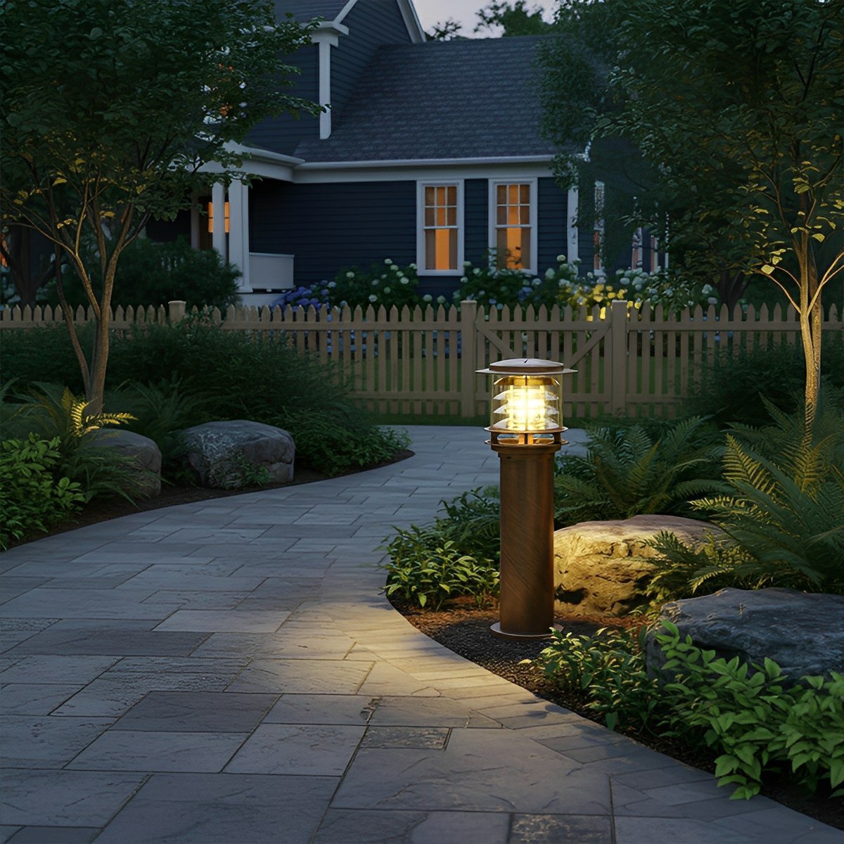 Moktan Sabai Modern LED Outdoor Lawn Lamp Post IP65 Waterproof Garden Light Bronze Hardwired 9.0'' Lx23.6'' H