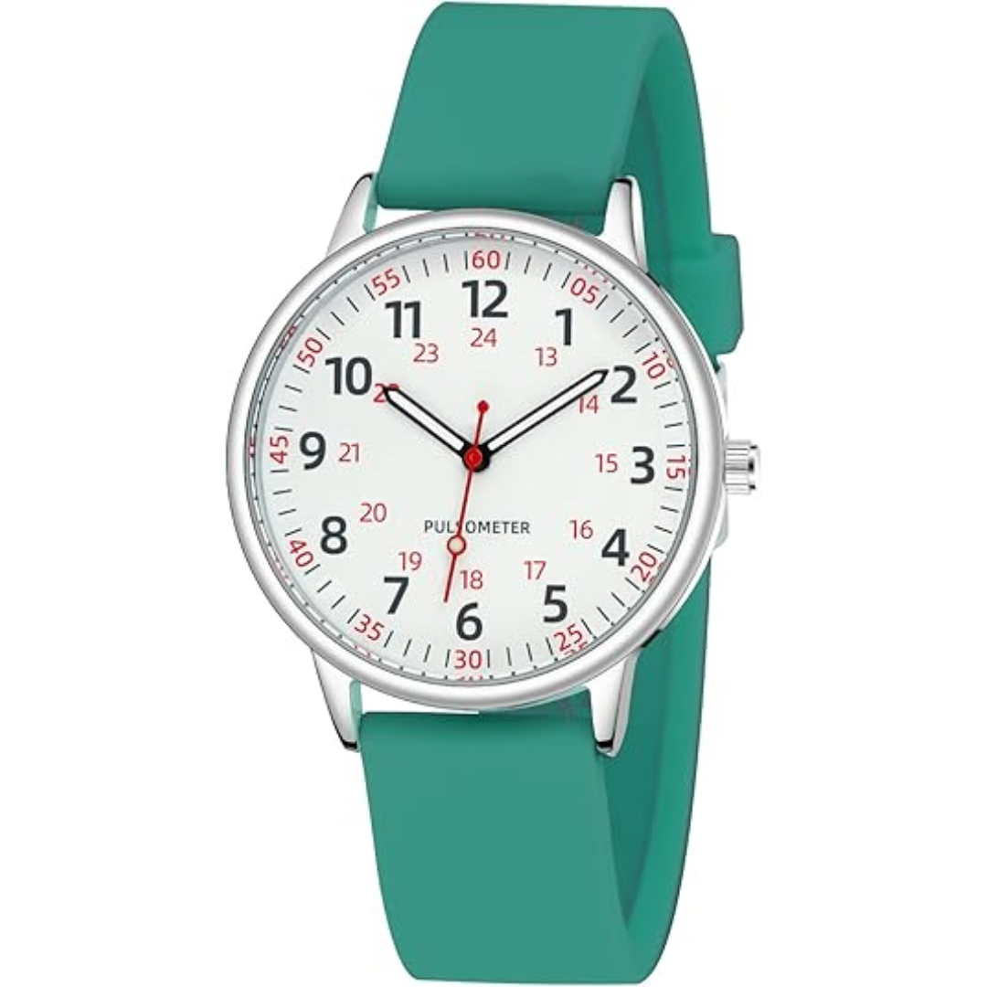 Moktan Sabai Waterproof Nurse Watch with Second Hand Silicone Medical Analog Watch Green