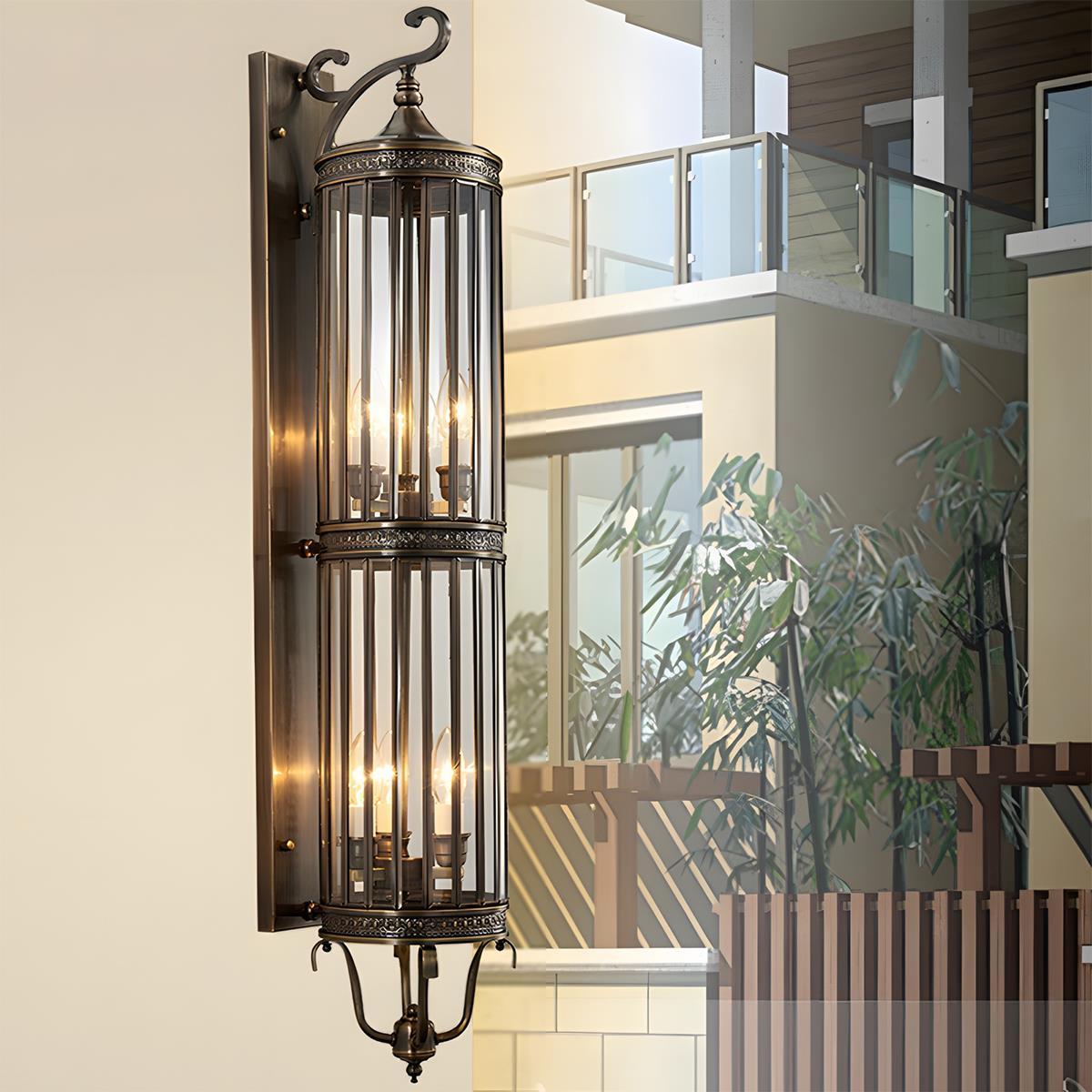 Moktan Sabai Vintage Outdoor Wall Sconce LED IP65 Waterproof Porch Light Bronze Frosted 7.09 ''Lx39.37 ''H