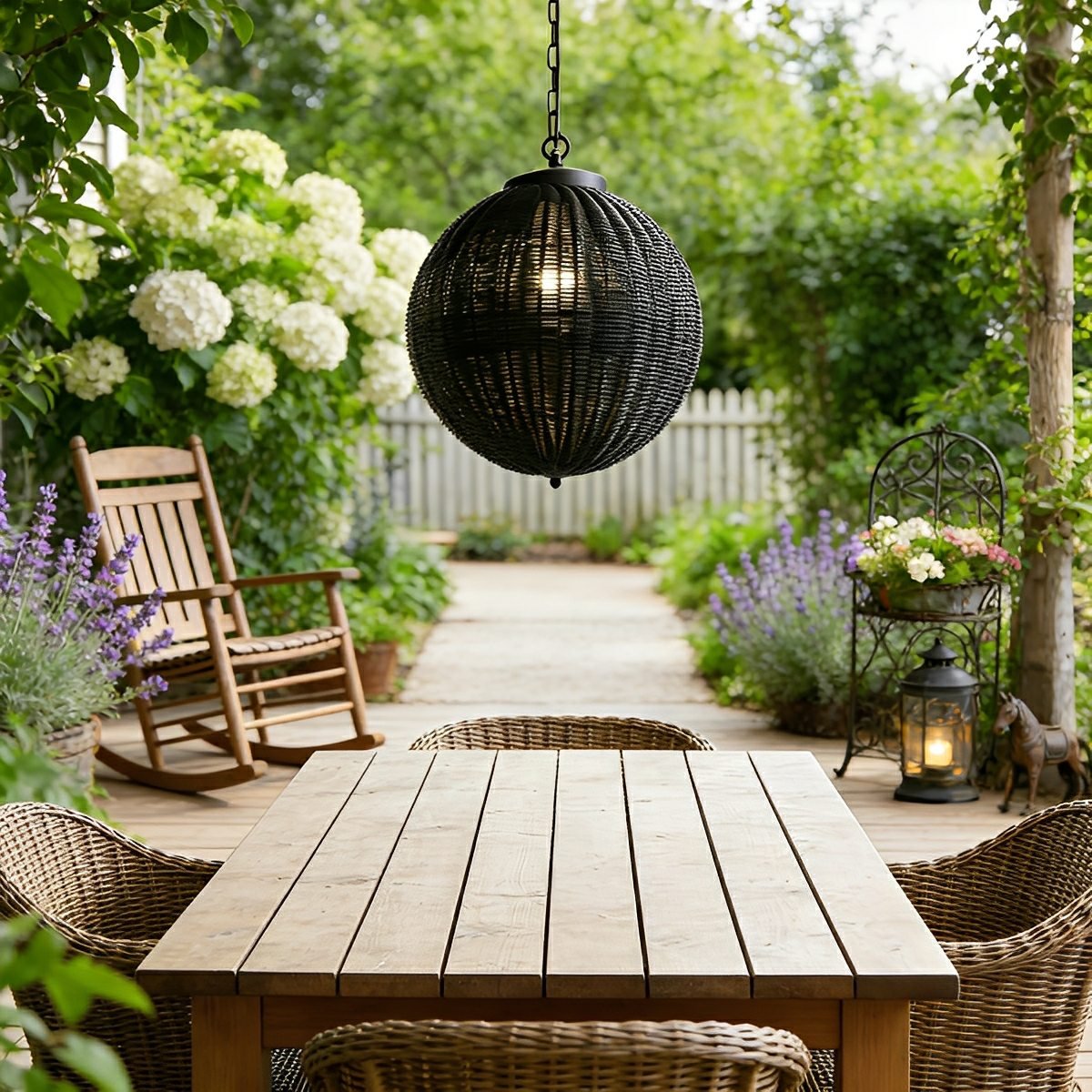 Moktan Sabai Retro Rattan Outdoor Pendant Light