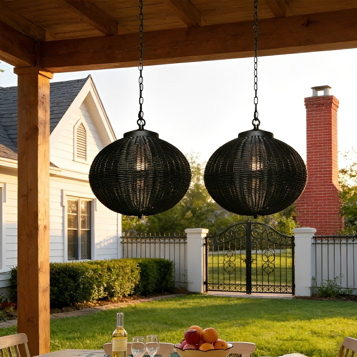 Moktan Sabai Retro Rattan Outdoor Pendant Light