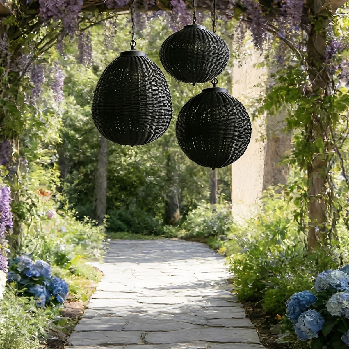 Moktan Sabai Retro Rattan Outdoor Pendant Light