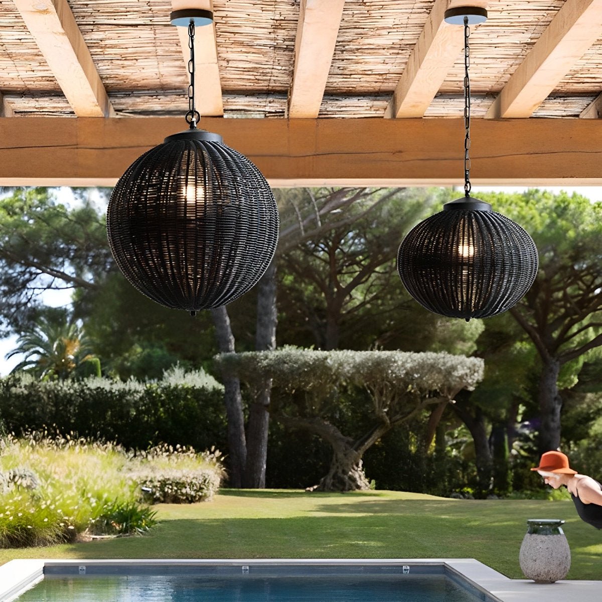 Moktan Sabai Retro Rattan Outdoor Pendant Light
