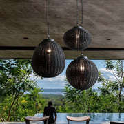 Moktan Sabai Retro Rattan Outdoor Pendant Light