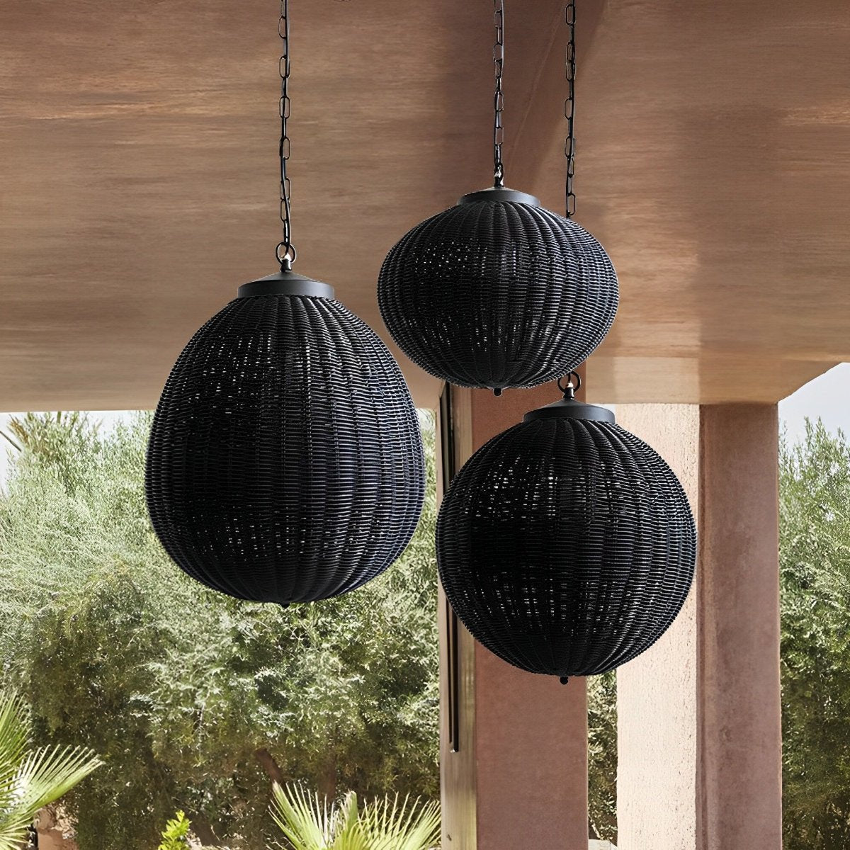 Moktan Sabai Retro Rattan Outdoor Pendant Light