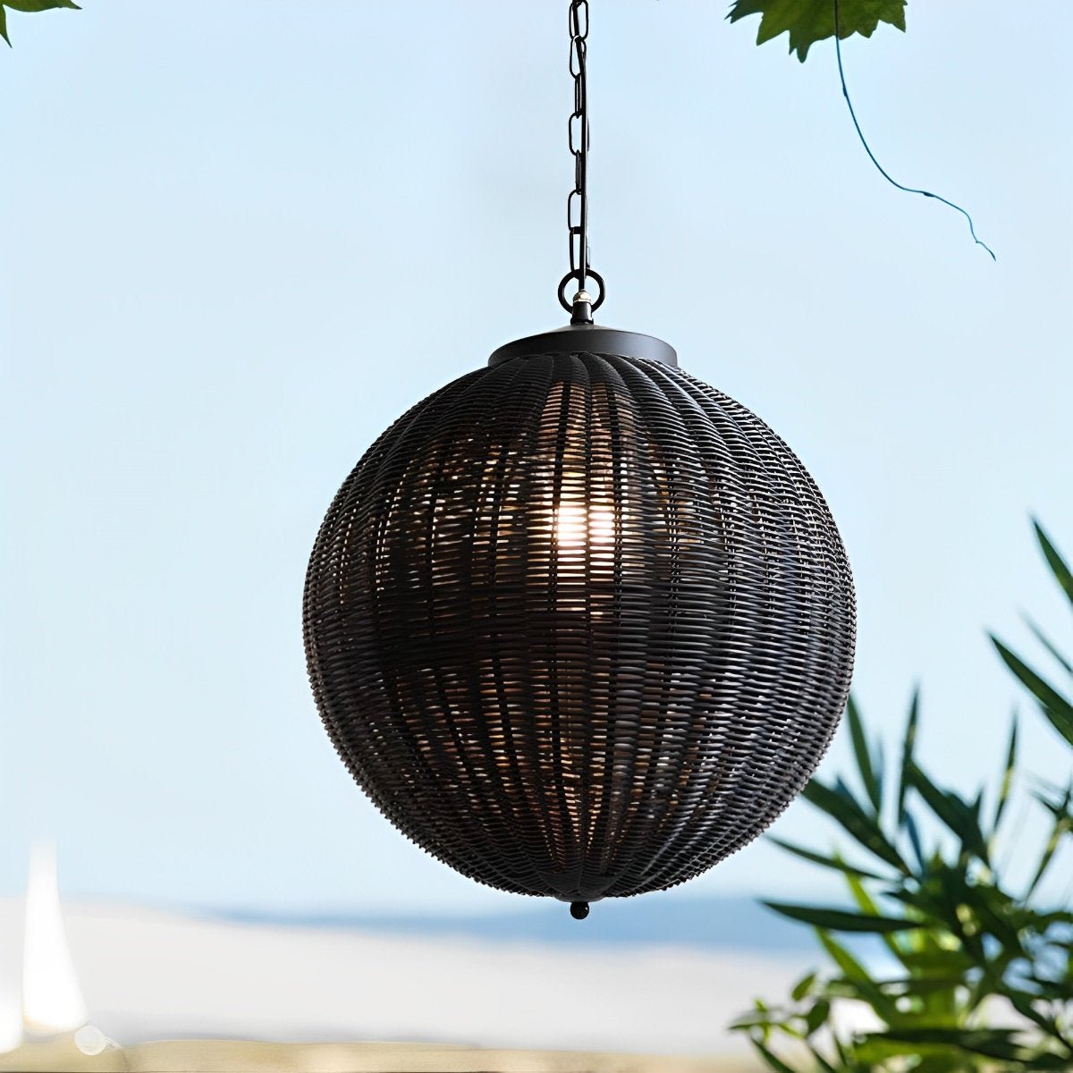 Moktan Sabai Retro Rattan Outdoor Pendant Light 15.75"x15.75"H