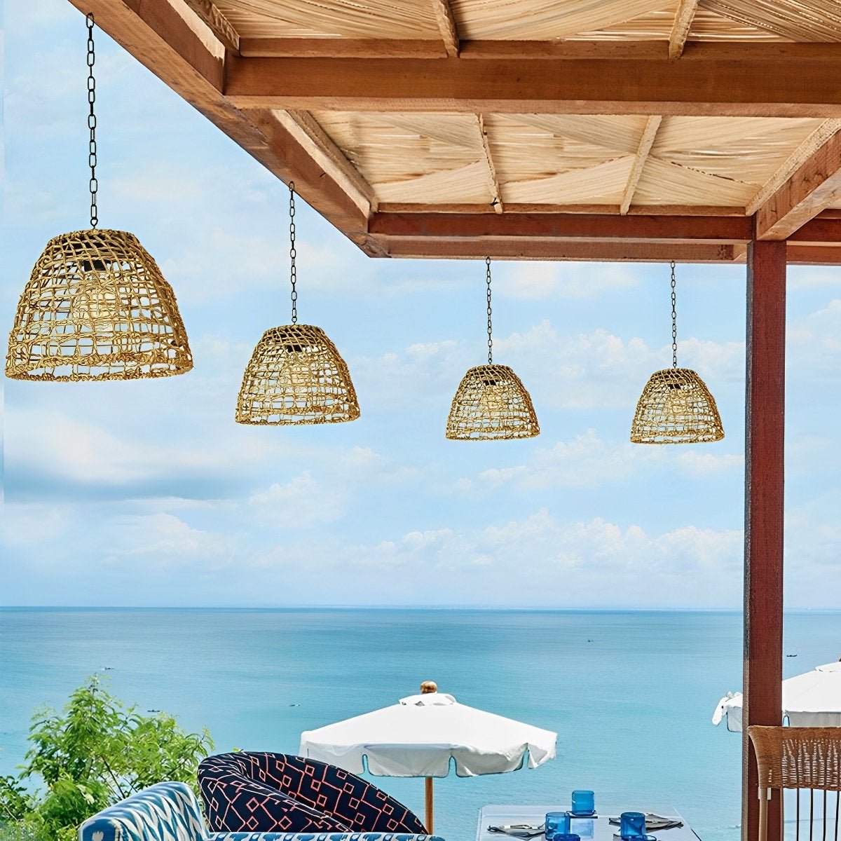 Moktan Sabai Solar Bell Outdoor Hanging Lantern IP44 Waterproof Garden Pendant Light