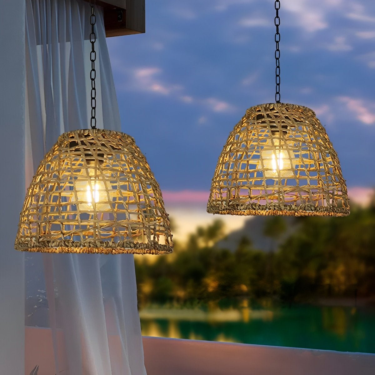 Moktan Sabai Solar Bell Outdoor Hanging Lantern IP44 Waterproof Garden Pendant Light