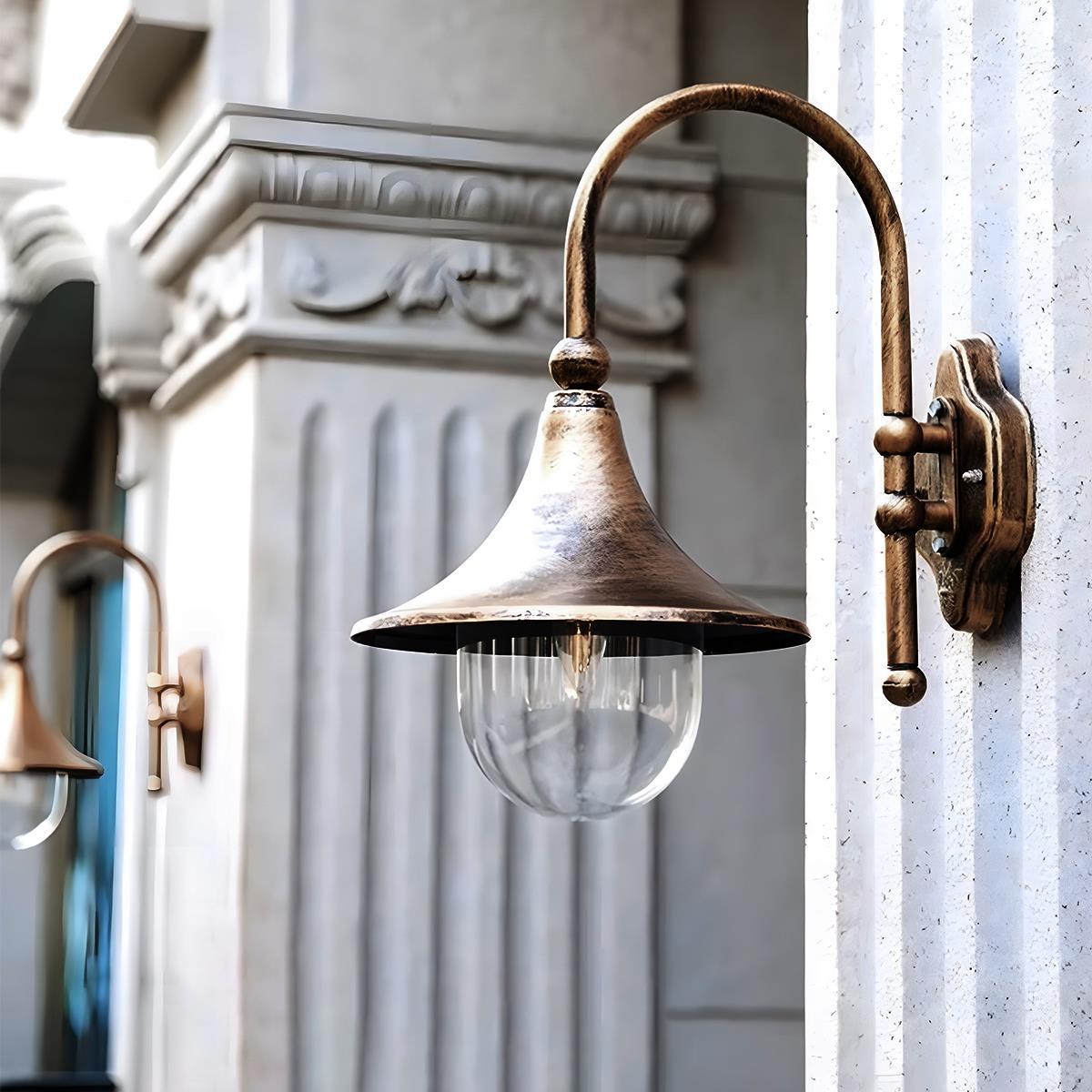 Moktan Sabai Vintage Farmhouse Horn Outdoor Wall Sconce LED IP65 Waterproof Light Bronze