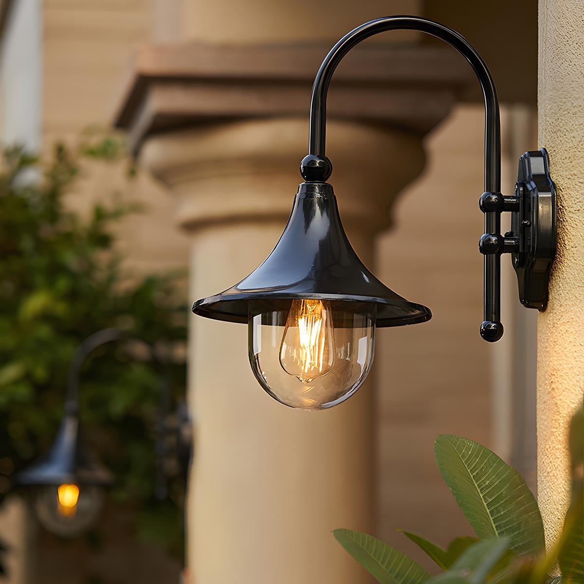 Moktan Sabai Vintage Farmhouse Horn Outdoor Wall Sconce LED IP65 Waterproof Light