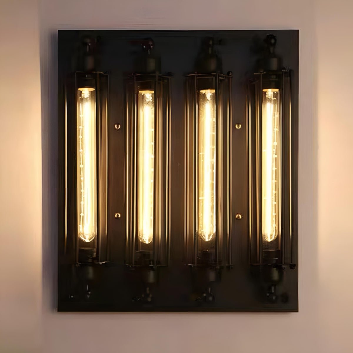Moktan Sabai Vintage Industrial LED Wall Sconce Iron Glass Indoor Light 4-Light Black 8-Pack