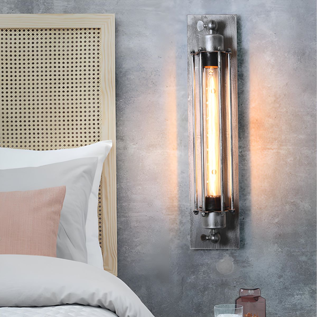 Moktan Sabai Vintage Industrial LED Wall Sconce Iron Glass Indoor Light 1-Light Silver Gray 8-Pack