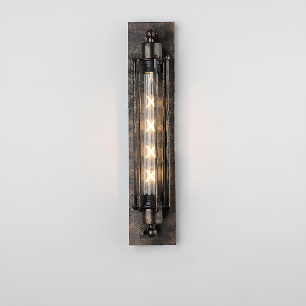 Moktan Sabai Vintage Industrial LED Wall Sconce Iron Glass Indoor Light 1-Light Rust Brown 8-Pack