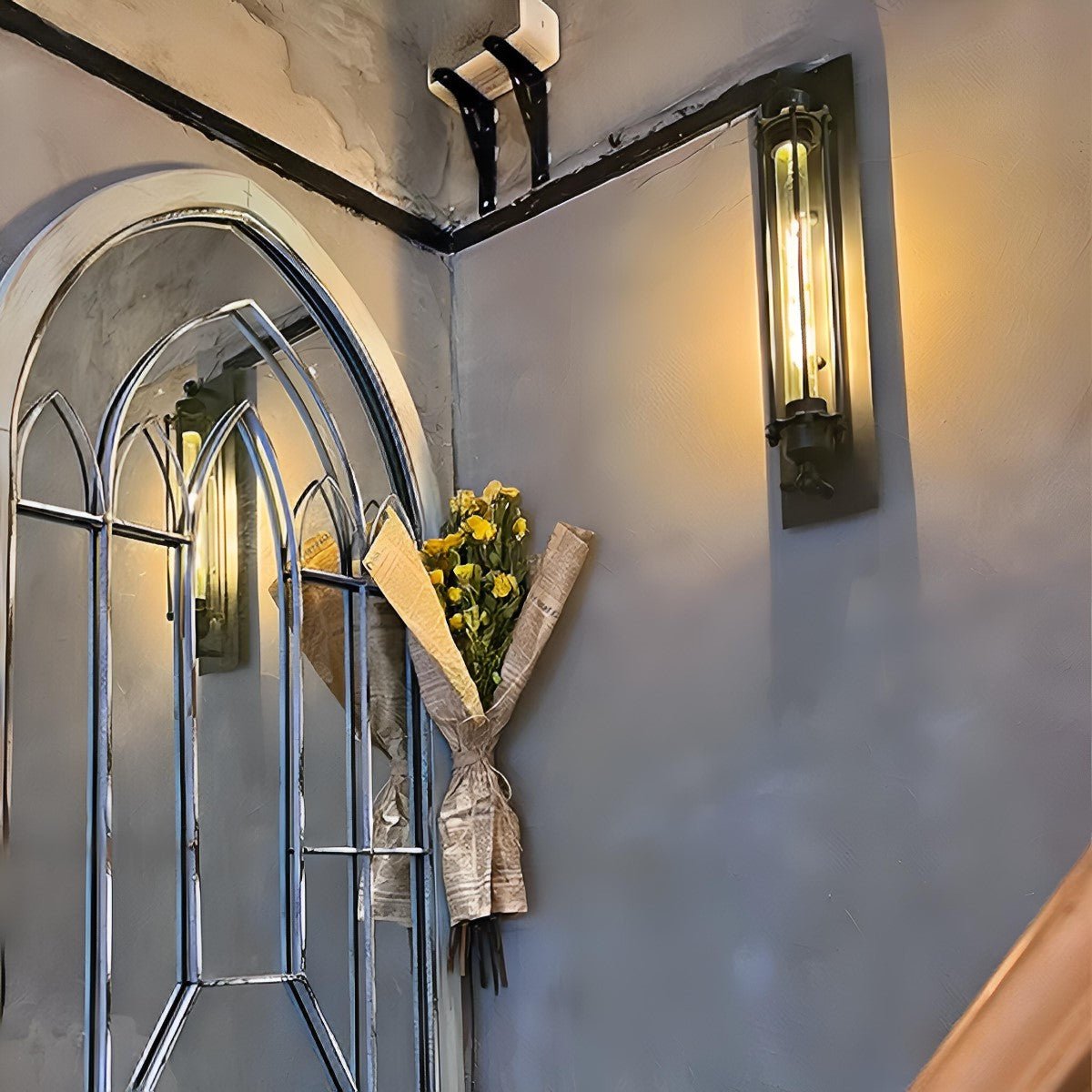 Moktan Sabai Vintage Industrial LED Wall Sconce Iron Glass Indoor Light