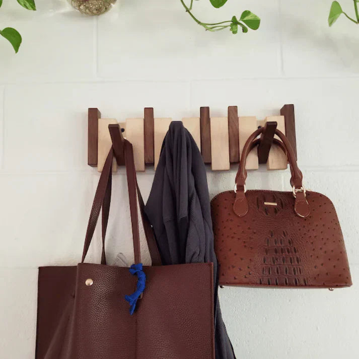 Moktan Sabai Wooden Piano Coat Rack Wall Mounted Solid Wood Hooks 4 6 8 Hook Organizer