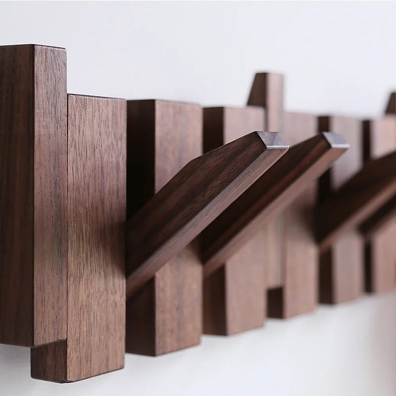 Moktan Sabai Wooden Piano Coat Rack Wall Mounted Solid Wood Hooks 4 6 8 Hook Organizer Walnut