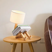 Moktan Sabai Adjustable Wooden Robot Table Lamp E27 Bedside Light with
