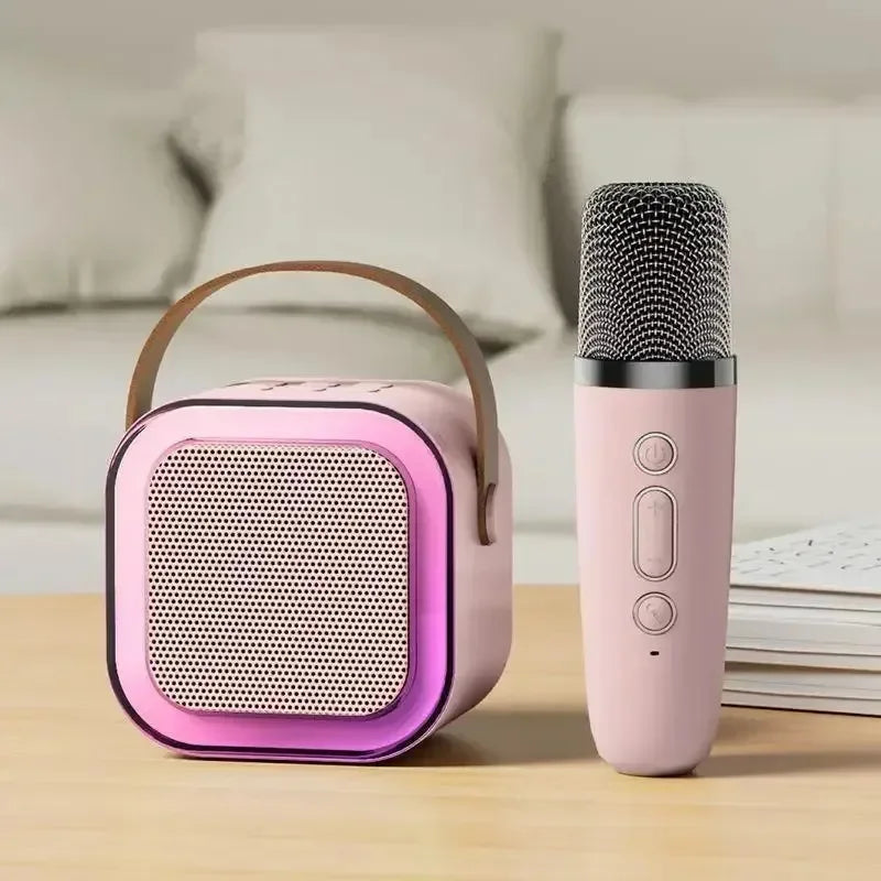 Moktan Sabai Bluetooth Karaoke Machine for Kids & Family with Wireless Mics LED Lights Pink 1 Mic