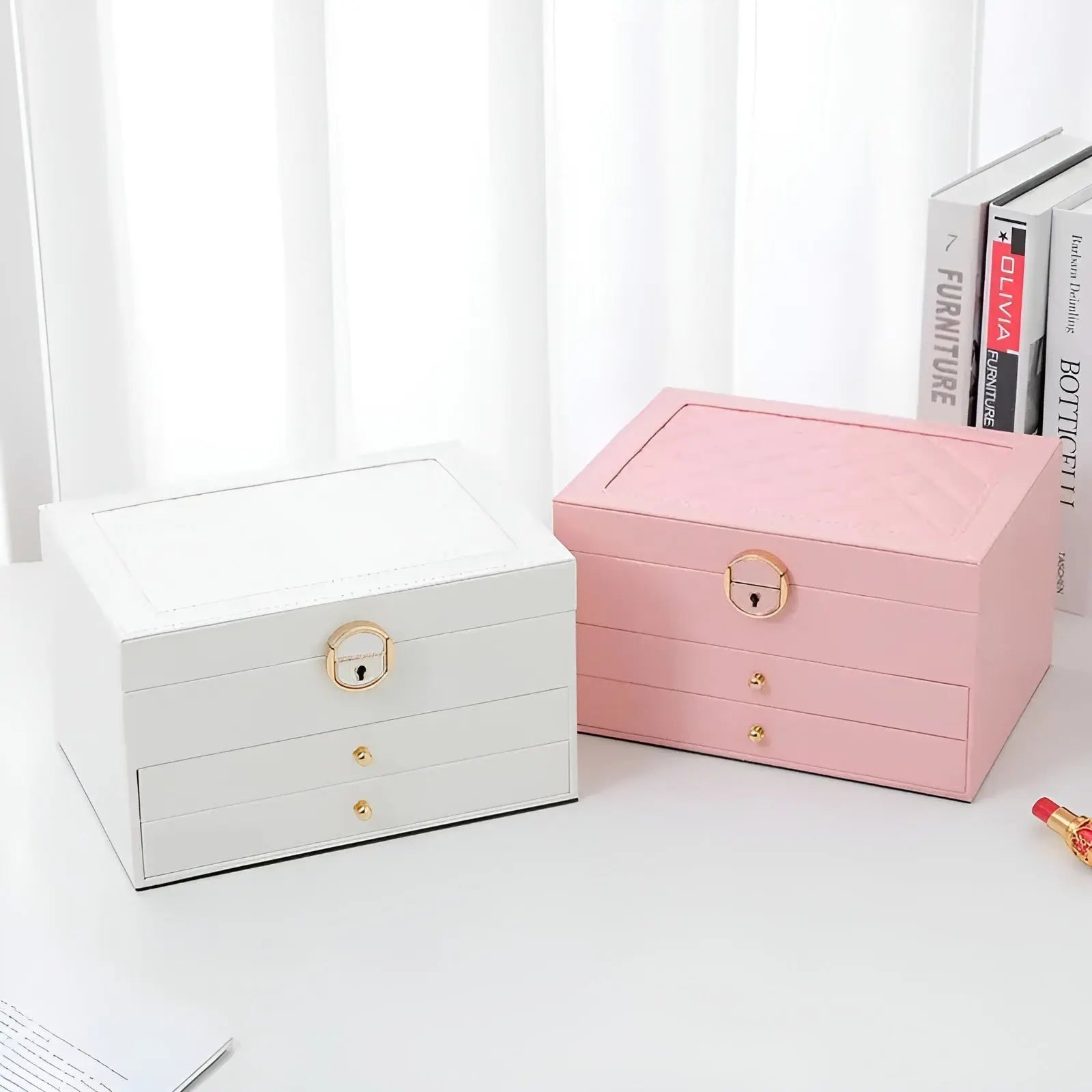 Moktan Sabai PU Leather Jewelry Box Organizer Multi Layer Jewelry Storage Case with Compartments